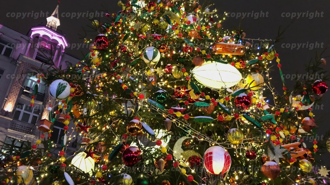 Tall christmas tree decorated and illuminated outdoors YouTube