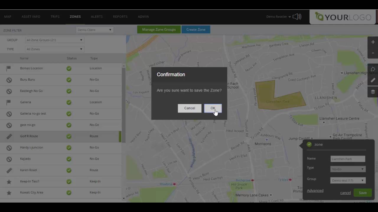 WhiteLabel Tracking - Creating a geo-zone alert