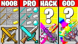 Minecraft Battle: ABILITY SWORD GUN CRAFTING CHALLENGE - NOOB vs PRO vs HACKER vs GOD ~ Animation