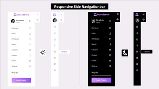 Responsive Side Navigation Bar In HTML CSS & Javascript PART 2  | Dashboard Side Navigation Bar