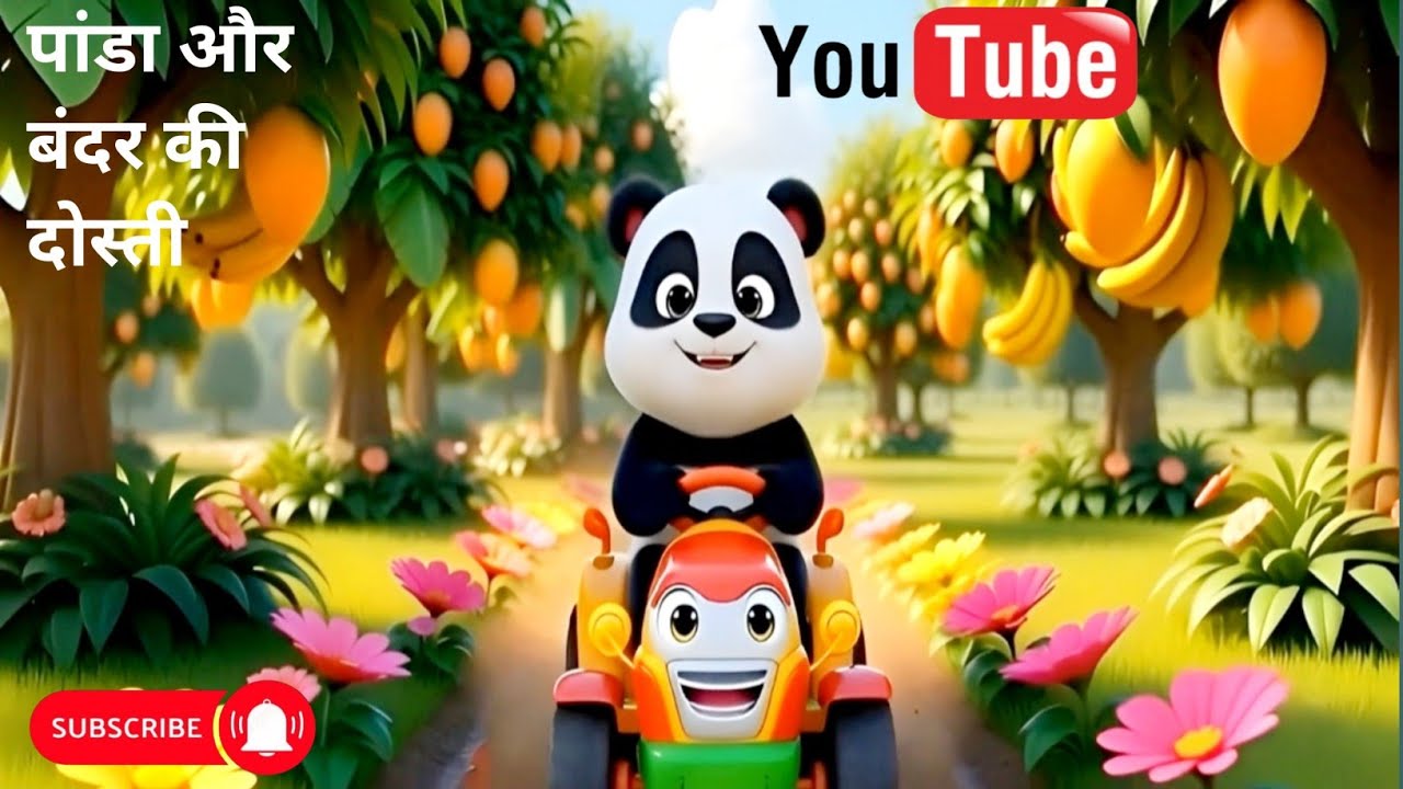 Panda aur Bandar Ki Dosti 🐼🥭🐒 | Mango Banana Garden | पांडा और बंदर की दोस्ती 