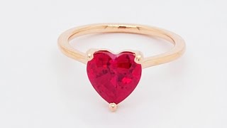 Chatham Heart Ruby Solitaire Ring in 14k Rose Gold