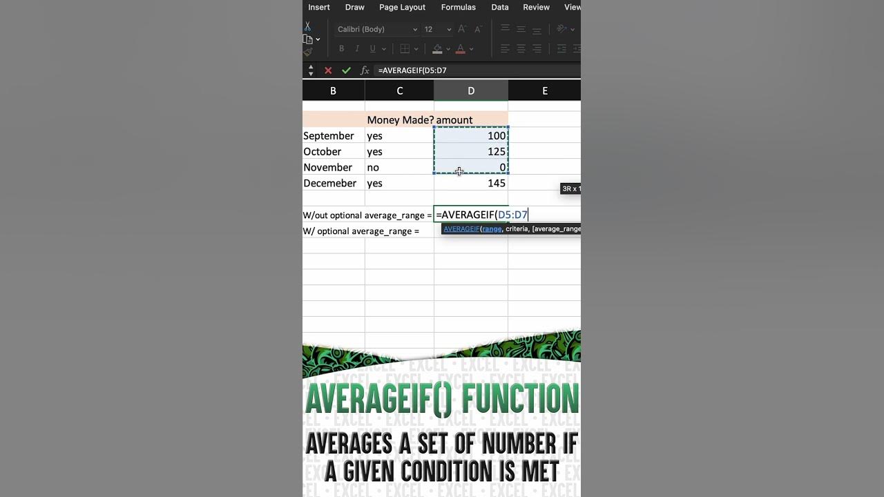 Averageif function averageif microsoft excel youtube
