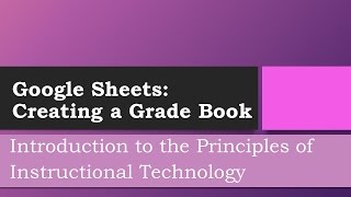Google Sheets: Creating a Grade Book