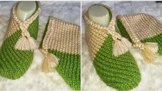 حصري 🧶 وبكل بساطة طقاشر أو جوارب بالقطبان قطعة واحدة بطريقةسهلة للمبتدئات🥰