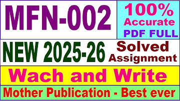 MFN 002 solved assignment 2025-26 in English || mfn 002 solved assignment 2026 || ignou mfn2