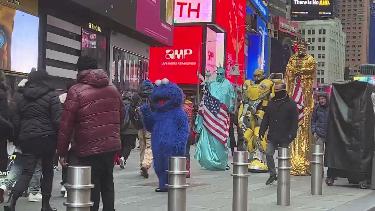 Costumed characters at Times Square, in Manhattan, New York City