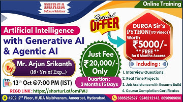 Artificial Intelligence with Generative AI & Agentic AI Online Training @ DURGASOFT