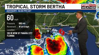 Tropical Storm Bertha 10 PM Update: 60 MPH Storm Tracks West Along the Gulf Coast