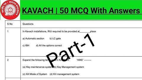 MCQ On Kavach System Part-1 || LDCE Preparation || Train Protection System || Departmental Exam Q&A