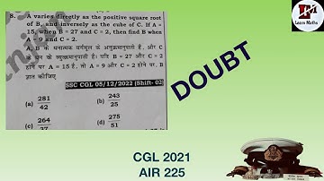 A varies directly as the positive square root of B and inversely as the cube of C.If A =15 when B=27