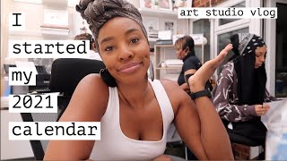 027 Art studio vlog| I started on my 2021 calendar| New products for my store