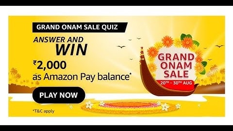 Amazon Grand Onam Sale Quiz Answers Today | 22 August 2023 | @dailyquiztime #amazonfunzon