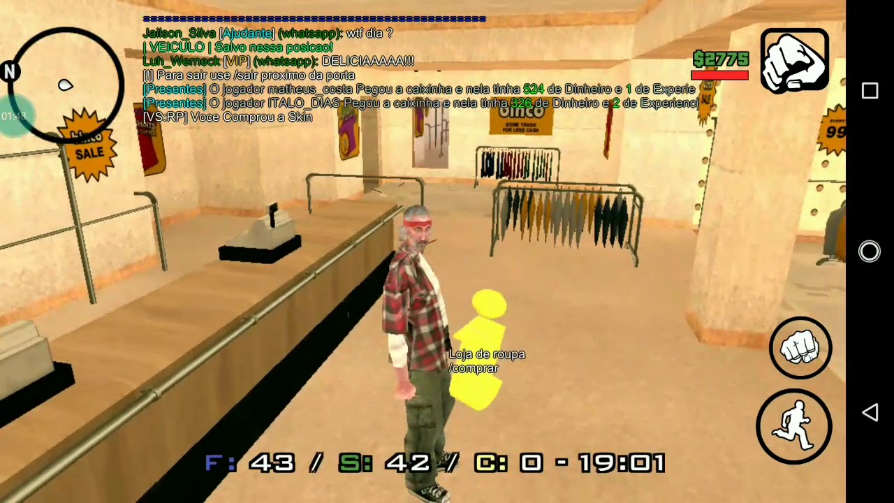 SAMP ANDROID VIDA SOCIAL RP GASTANDO 3K EM SKINS #8 - YouTube