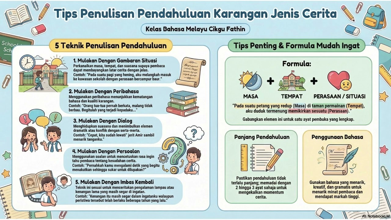 Tips penulisan pendahuluan karangan jenis cerita