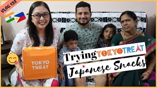 TRYING JAPANESE SNACKS \& CANDIES II UNBOXING TOKYO TREAT II Filipino Indian Family Vlog # 133