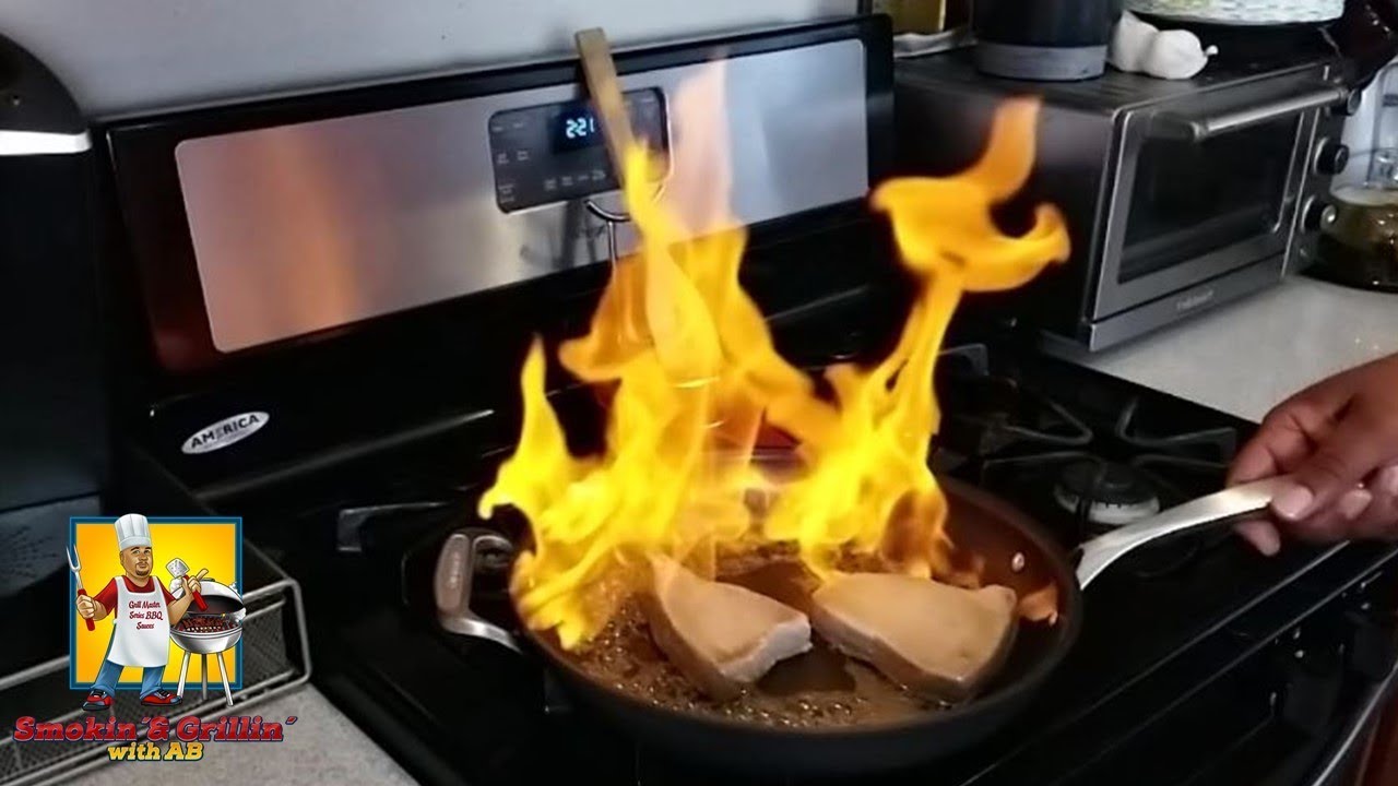 Flambe Tuna Steaks w/Hennessy White Sauce - YouTube