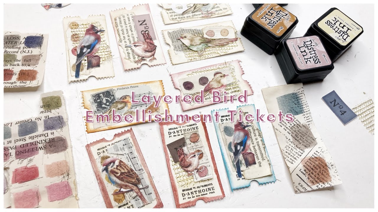 15 Days of Paper Projects | Making Layered Bird Embellishment Tickets | Vintage Ephemera (Day 2)