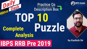 Puzzle for RRB Pre 2019 in English | Top 10 Puzzle - Part 1  | Daily Dash #25 - By Kashish Sir