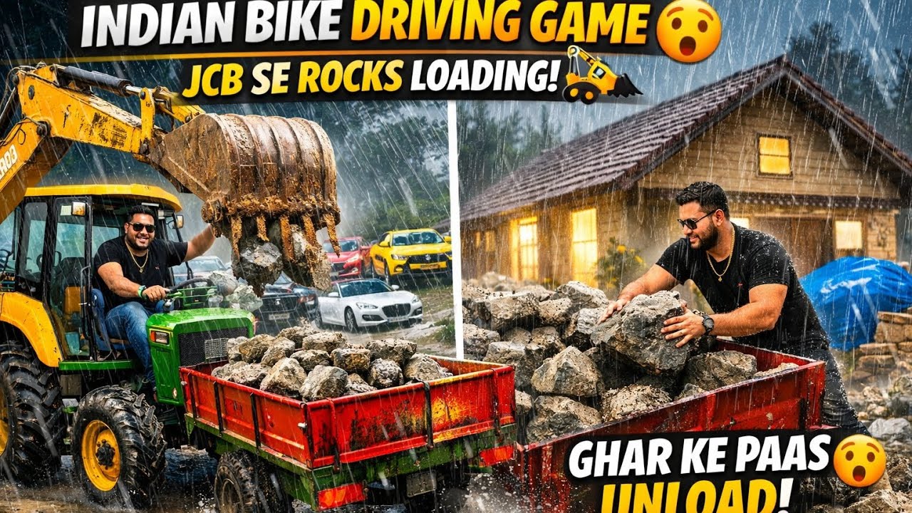 Indian Bike Driving Game 😱 | JCB Se Rocks Loading 🚜🌧️ | Amir Player Story