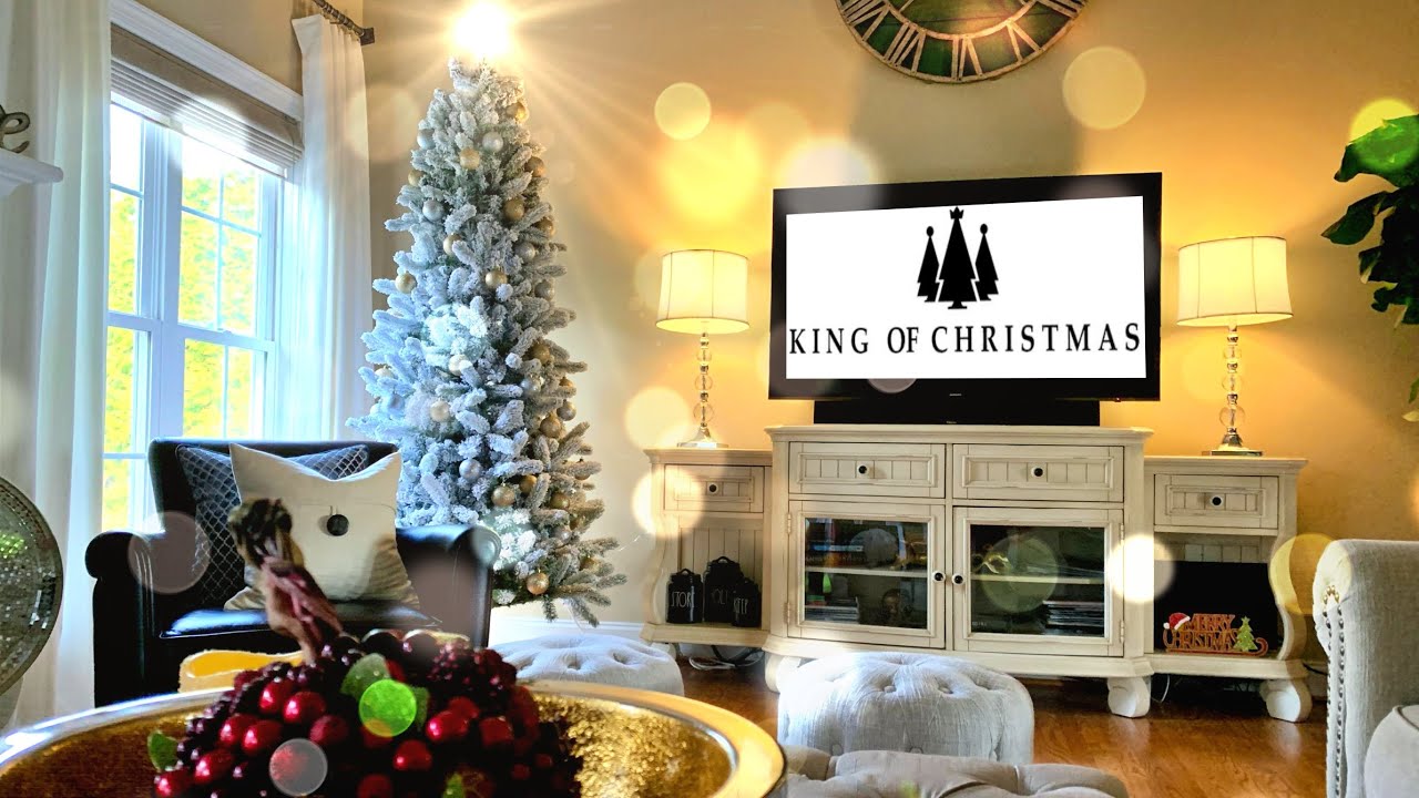 KING OF CHRISTMAS 7.5FT SLIM FLOCKED TREE UNBOXING, ASSEMBLING AND