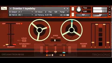 Organatron V2 from Tronsonic with proto tape delay effect within Kontakt