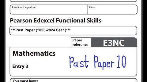 Functional Skills Maths E3 Past Paper 10 Pearson Edexcel
