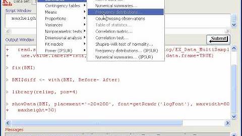 R Commander - Paired Sample t-Test