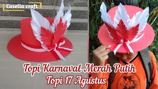 HOW TO MAKE A RED AND WHITE CARNIVAL HAT FROM USED CARDBOARD || AUGUST 17 HAT || DIY PAPER CRAFT