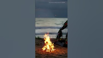 Short Relaxing Bonfire in Beach || ASMR Beach Ambiance