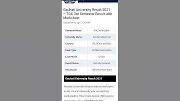 Guwahati University result 3rd sem 2021