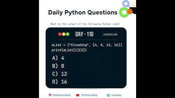 Python Coding challenge - Day 110 | What is the output of the following Python Code?   #codeing