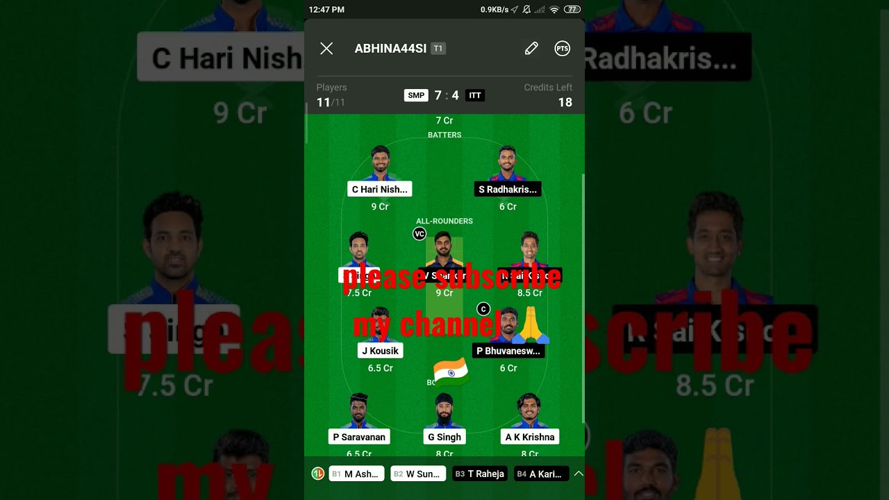 DREAM 11 fantasy team tnpl SMP VS ITT 🇮🇳😱