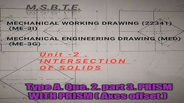 Type A Ques. 2.  part 3) Intersection of PRISM WITH PRISM (AXES x mm away)