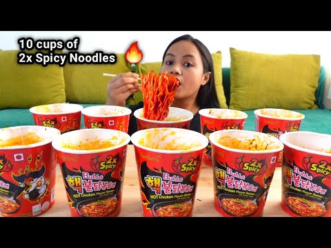 10cups of 2X Super Spicy Nuclear Fire Noodles Challenge ?/ spicy ...