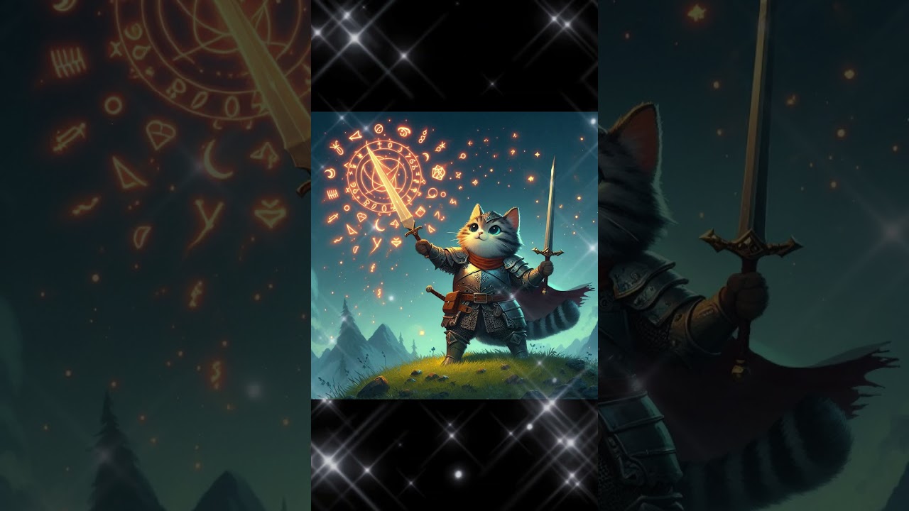 cat swordsman uses magic　