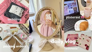 daily vlog 🩰🍰: clean room, productive day, packing orders, unboxing, and skincare routine 𐙚˙