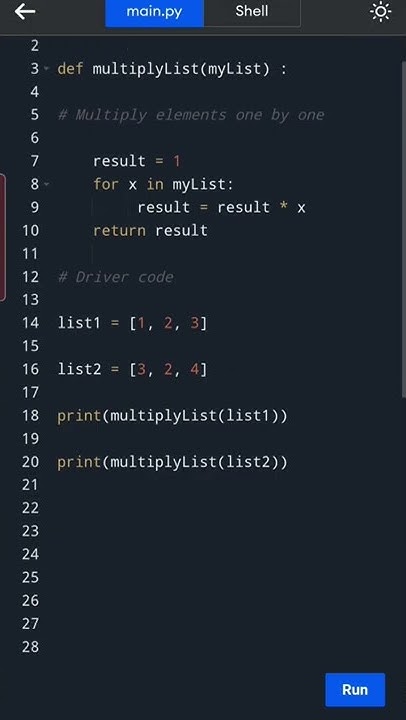 #python 222.Multiply all numbers in the list using Traversal Method | # ...