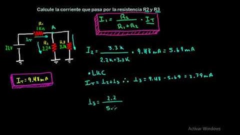 Circuito eléctrico resuelto utilizando divisor de corriente