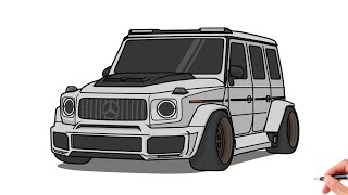 How to draw a MERCEDES G63 AMG BRABUS 2018 / drawing Mercedes-Benz g 63 w464 2019 stance car
