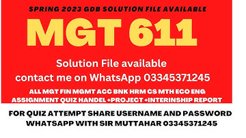 MGT 611 GDB solution Spring 2023