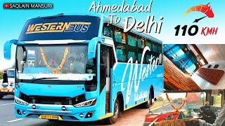 110Km/h Fastest Bus😨 Ahmedabad to Delhi Luxury Bus✨ Journey In Cabin❤️‍🔥 Next Level Driving Skill🥵