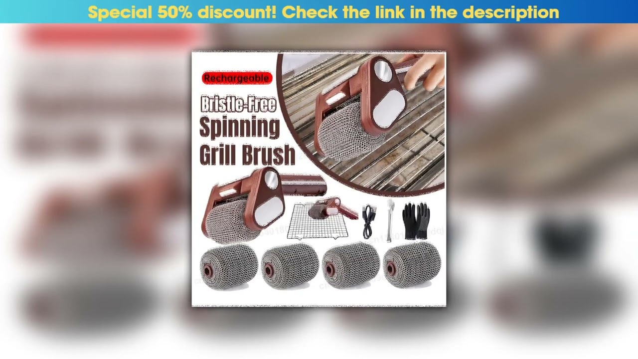 Discount Electric Grill Cleaner with LED Lights Grill Cleaner Brush Without Bristles Cordless Recha