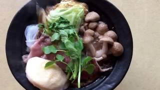 山口すき焼き。安平麩、高森牛、セリ。てしま旅館名物。