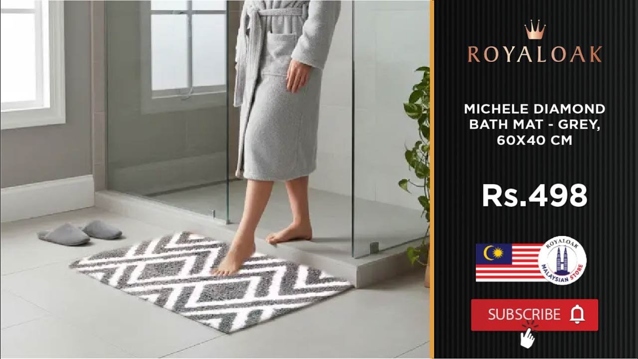 Royaloak Michele Diamond Bath Mat40x60 cm Grey