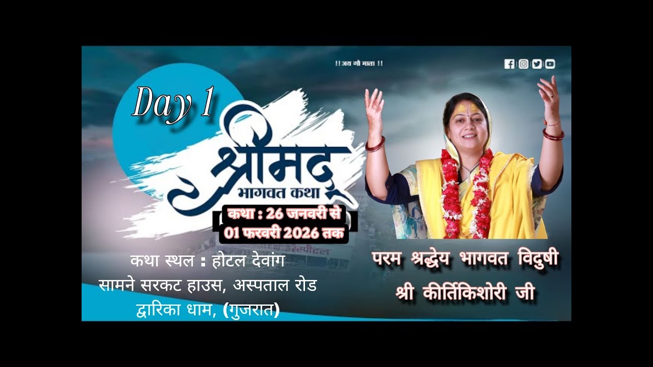 LIVE || DAY - 01 || भागवत  विदुषी परम पूज्या श्री कीर्ति किशोरी जी वृंदावन धाम || श्रीमद् भागवत कथा