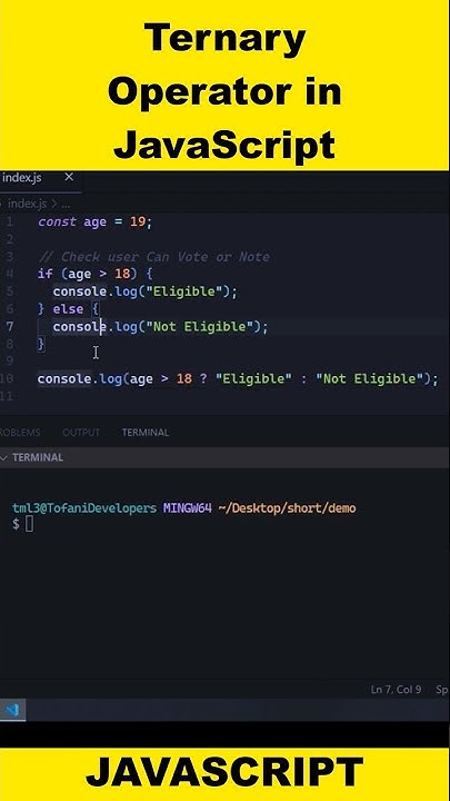TERNARY OPERATOR IN JAVASCRIPT 🔥 #javascript #short #shorts - YouTube