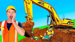 Excavator Trucks for Kids | learn diggers, garbage trucks, blippi toys and vehicles | min min play