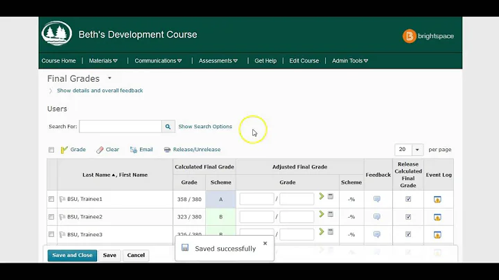Release Final Calculated Grade