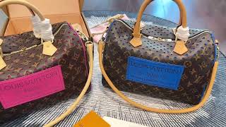 LV Speedy 20/30 Perforated Patch Neon Piping Boston💙